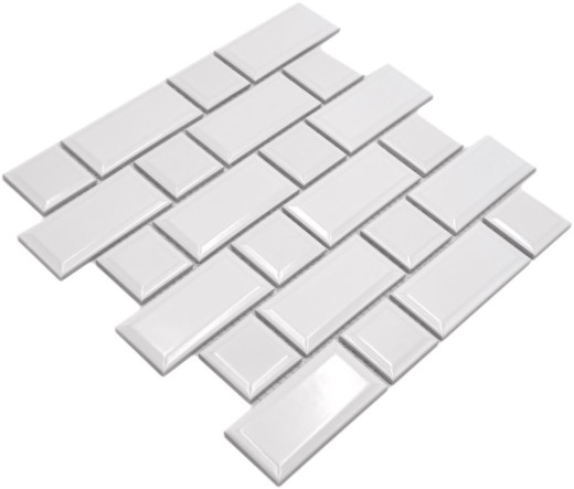 Metro Subway tiles WHITE facet mosaic tile ceramic tile backsplash kitchen wall MOS26WM-0101