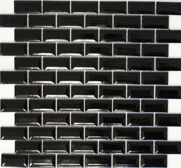 Mini Metro Subway Mosaic Black Facet Mosaic Tile Ceramic Tile Backsplash Kitchen MOS26-0302
