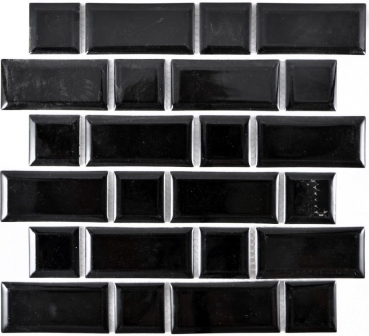 Metro Subway Tiles Black Facet Mosaic Tile Ceramic Tile Backsplash Kitchen MOS26WM-0301