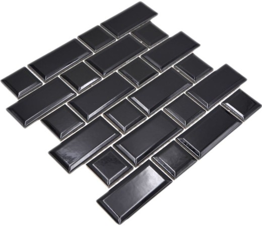Metro Subway Tiles Black Facet Mosaic Tile Ceramic Tile Backsplash Kitchen MOS26WM-0301