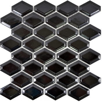 Hand-patterned mosaic tile ceramic diamond metro black glossy tile backsplash kitchen MOS13MD-0301_m