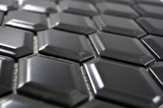 Hand-patterned mosaic tile ceramic diamond metro black glossy tile backsplash kitchen MOS13MD-0301_m