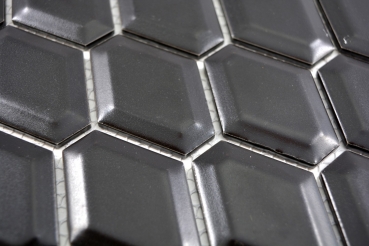 Hand-patterned mosaic tile ceramic diamond metro black matt tile backsplash kitchen MOS13MD-0311_m