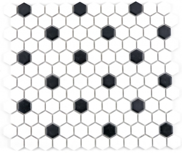 Hand-painted mosaic tile ceramic hexagon black white matt tile backsplash kitchen MOS11A-0301_m