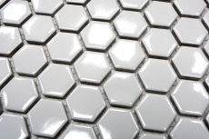 Hand pattern mosaic tile ceramic hexagon white glossy tile backsplash kitchen MOS11A-0102_m