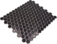 Hexagonal hexagon mosaic tile ceramic mini black glossy wall tile bathroom tile backsplash kitchen - MOS11A-0302