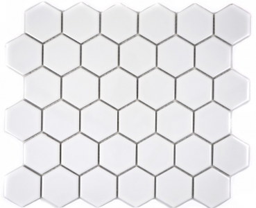 Hand-patterned mosaic tile ceramic hexagon white glossy kitchen splashback MOS11B-0102_m