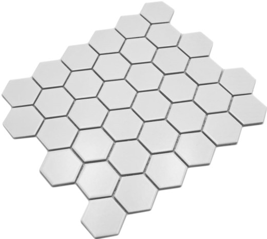 Hexagonal hexagon mosaic tile ceramic white matt wall tile bathroom tile kitchen tile backsplash WC - MOS11B-0111