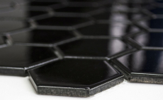 Hand-painted mosaic tile ceramic hexagon black glossy shower splashback MOS11B-0302_m