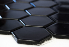 Hand-painted mosaic tile ceramic hexagon black matt shower splashback MOS11B-0311_m