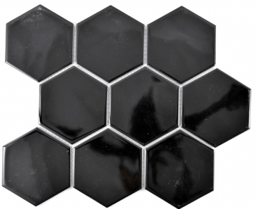 Hand pattern mosaic tile ceramic hexagon black glossy kitchen tile WC bathroom tile MOS11F-0301_m