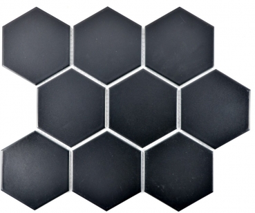 Hand-patterned mosaic tile ceramic hexagon black matt kitchen tile WC bathroom tile MOS11F-0311_m