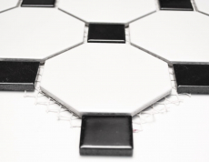 Hand sample mosaic tile ceramic octagonal white matt black glossy wall tile bathroom tile MOSOcta-190_m