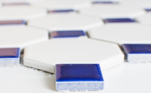 Octagonal octagonal mosaic tile ceramic blue white matt blue glossy wall tile bathroom tile MOS13-OctaG464