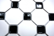 Hand-painted mosaic tile ceramic octagon white matt black glossy wall tile bathroom tile MOS13-OctaG468_m
