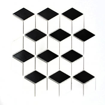 Hand pattern mosaic tile ceramic 3D cube white black glossy wall tile bathroom tile MOS13-OV01_m