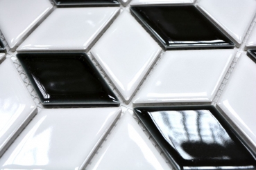 Hand pattern mosaic tile ceramic 3D cube white black glossy wall tile bathroom tile MOS13-OV01_m
