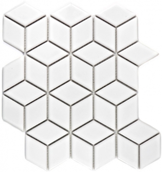 Cube mosaic tile ceramic 3D white glossy wall tile bathroom tile kitchen tile - MOS13OV-0101