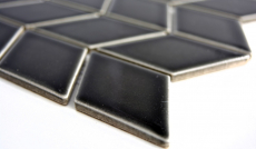 Hand-patterned mosaic tile ceramic white diamond black glossy wave kitchen splashback MOS13DS-0302_m