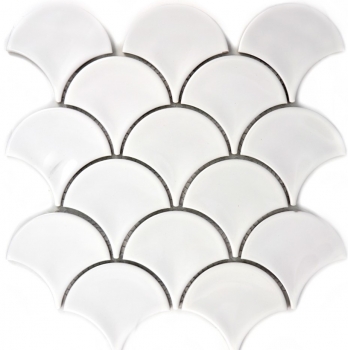 Fan mosaic tile ceramic fish scale drop white tile WC bathroom tile wall tile - MOS13-FS01