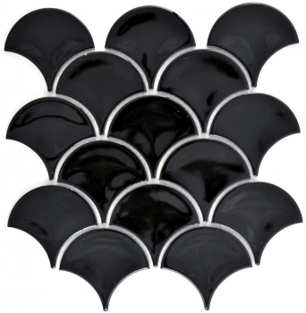 Mosaic tile ceramic fan black glossy tile WC bathroom tile MOS13-FS03_f | 10 mosaic mats