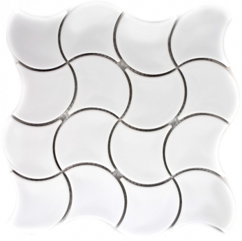 Hand pattern mosaic tile ceramic fan white glossy wave wall tile bathroom tile MOS13-FSW01_m
