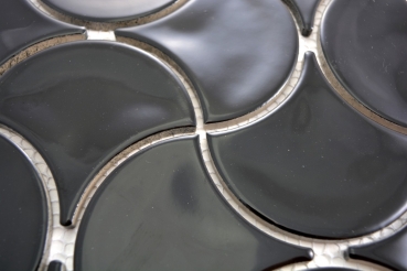 Hand pattern mosaic tile ceramic fan black glossy wave wall tile bathroom tile MOS13-FSW03_m