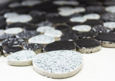 Hand-painted pebble mosaic Pebbles gray black Spots shower tray tile backsplash MOS12-0103_m