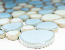 Pebble mosaic Pebbles ceramic turquoise green light blue shower tile backsplash MOS12-0401_f | 10 mosaic mats