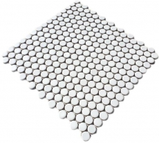 Button mosaic LOOP round mosaic white glossy wall kitchen shower BATH MOS10-0102