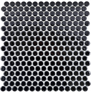 Hand pattern button mosaic LOOP round mosaic black glossy wall kitchen shower BATH MOS10-0300_m
