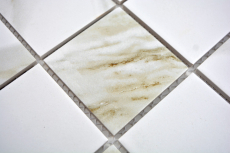 Hand-painted mosaic tile Calacatta white beige ceramic bathroom tile backsplash MOS16-0112_m