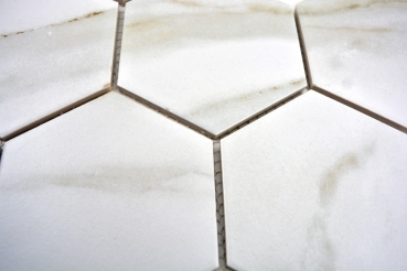 Hand-patterned mosaic tile ceramic white hexagon calacatta wall tile bathroom tile MOS11F-0112_m