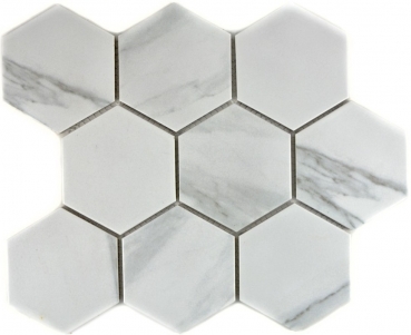 Mosaic tile ceramic white hexagon Carrara look wall tile bathroom tile MOS11F-0102_f | 10 mosaic mats