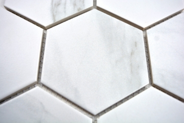 Mosaic tile ceramic white hexagon Carrara look wall tile bathroom tile MOS11F-0102_f | 10 mosaic mats