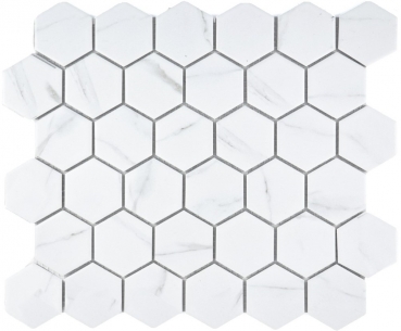 Mosaic tile ceramic white hexagon Carrara look wall tile bathroom tile MOS11G-0102_f | 10 mosaic mats