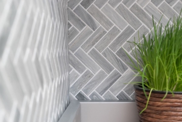 Mosaic tile ceramic herringbone stone effect gray tile backsplash MOS24-SO32_f | 10 mosaic mats