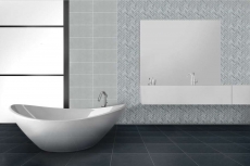 Herringbone mosaic tile ceramic stone look gray shower splashback tile mirror MOS24-SO32