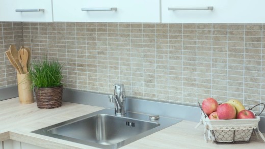 Ceramic stone-effect mosaic tile beige tile backsplash kitchen MOS24-STSO67