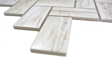 Herringbone mosaic tile ceramic cream beige wood effect light tile backsplash kitchen MOS24-2002