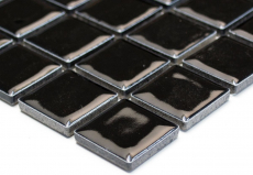 Hand-painted mosaic tile ceramic BLACK GLOSSY wall tile backsplash kitchen MOS18-0302_m