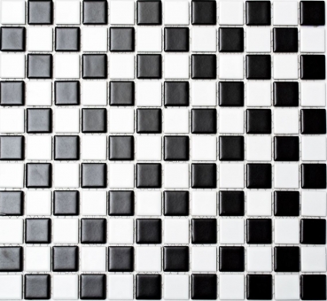 Hand-painted mosaic tile ceramic chessboard black white matt tile backsplash MOS18-0305_m