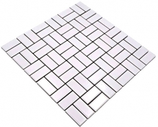Windmühle mosaic tile ceramic white glossy kitchen tile wall tile backsplash bathroom - MOS24-CWM7WG