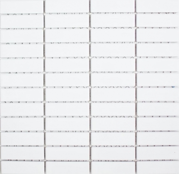 Hand-patterned mosaic tile ceramic rods white matt bathtub cladding MOS24-0111_m