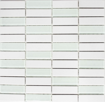 Mosaic tile ceramic rods white matt glass bathtub cladding MOS24-ST325_f