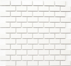 Composite mosaic strip ceramic brick white matt bathtub cladding MOS24-03WM