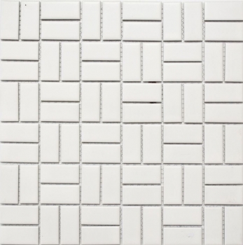Hand-patterned mosaic tile ceramic windmill white matt bathtub cladding MOS24-CWM07WM_m