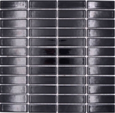 Rod mosaic tile ceramic black glossy shower splashback MOS24-0302