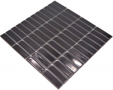 Rod mosaic tile ceramic black glossy shower splashback MOS24-0302
