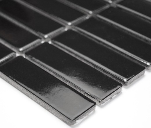 Rod mosaic tile ceramic black glossy shower splashback MOS24-0302